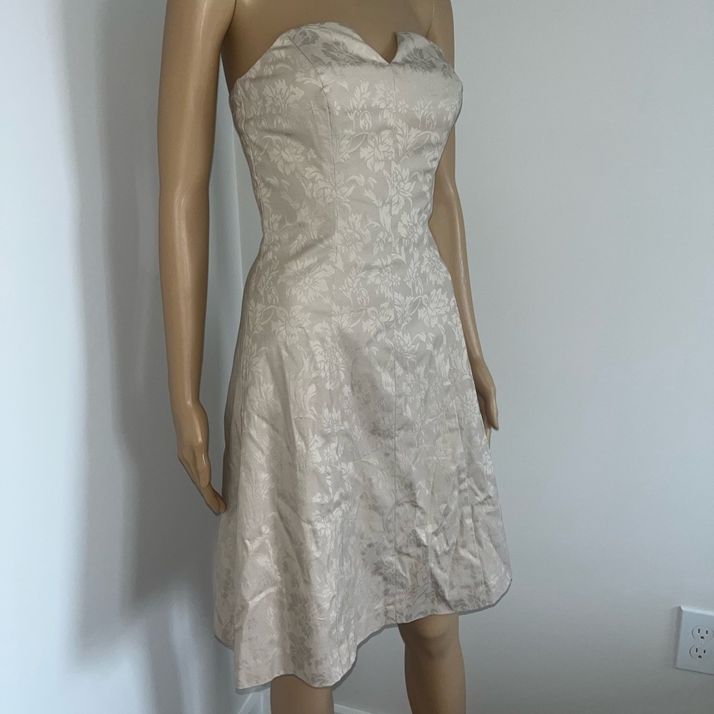 White House Black Market Cream Strapless Corset Dress